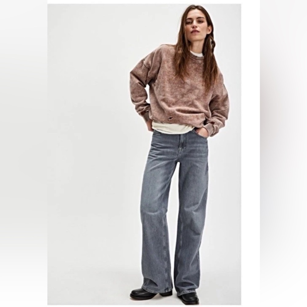 💥Last One NWT’s-$90 FREE PEOPLE Classic Crew Slouchy Distressed Sweatshirt XL - Picture 5 of 7